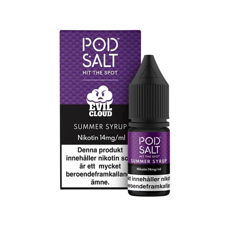 Pod Salt Blue Summer Syrup bredvid originalförpackning