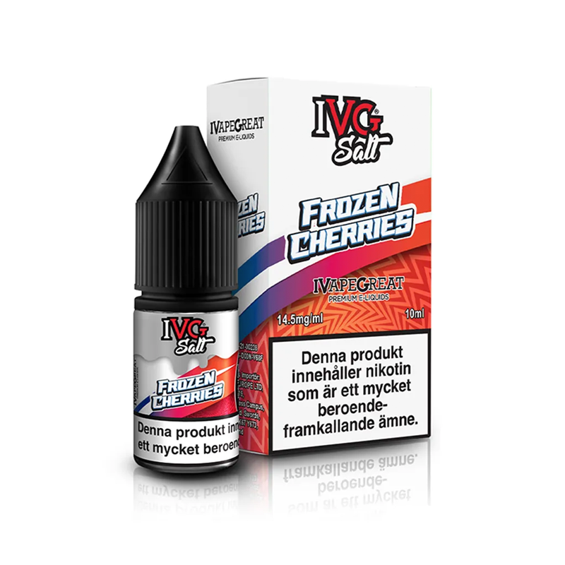 IVG Salts Frozen Cherries flaska bredvid originalförpackning