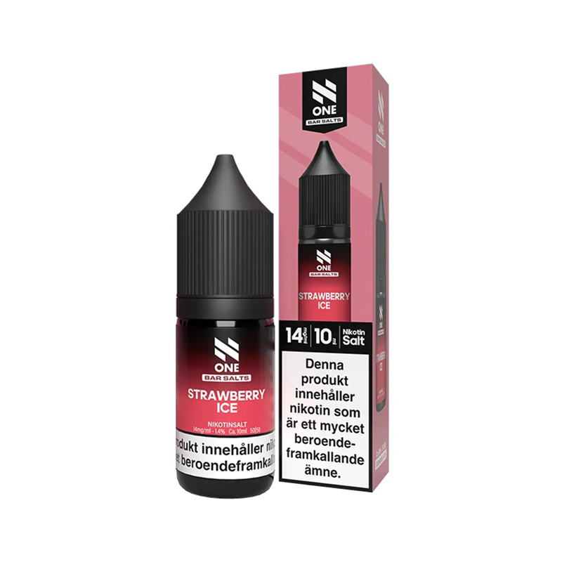 E-juice N One Bar Salts Strawberry Ice 14 mg 10 ml med flaska och kartong