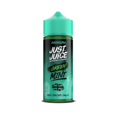 just juice Green Mint originalflaska mot vit bakgrund