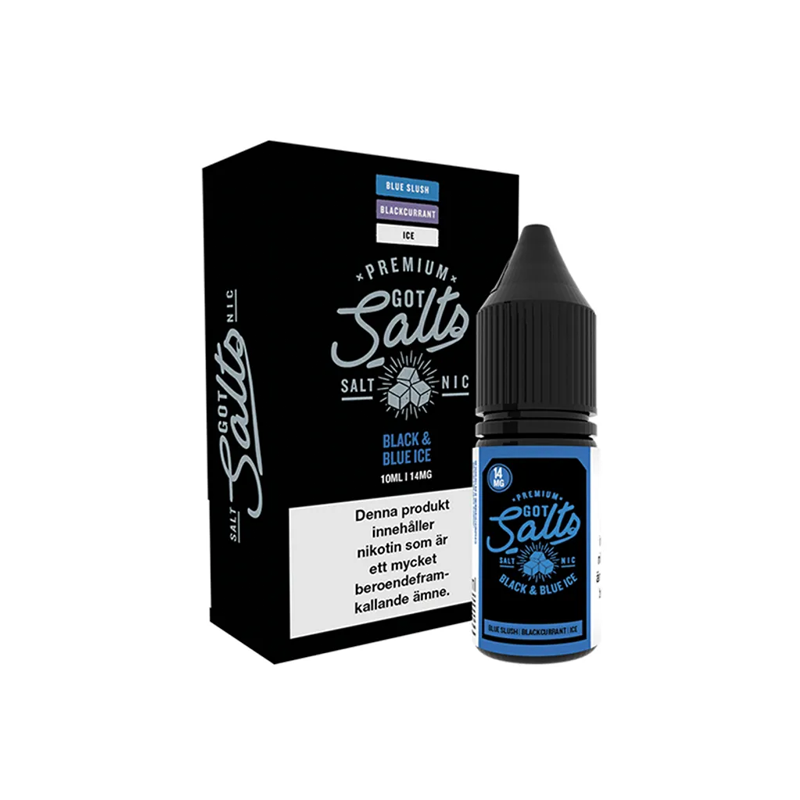 Got Salts Black & Blue Ice flaska bredvid originalförpackning