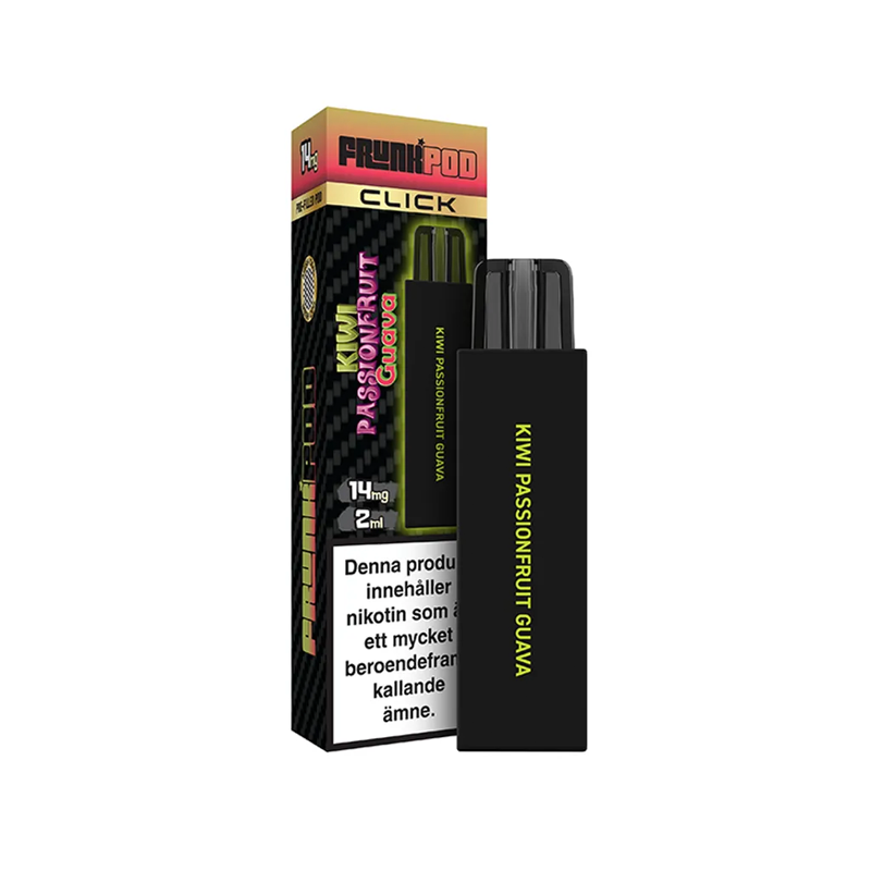 Frunk Pod Click Mesh Kiwi Passionfruit Guava bredvid originalförpackning
