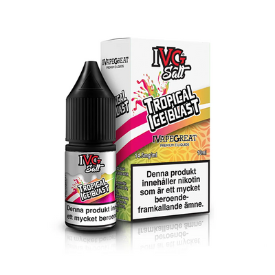 IVG Salts Tropical Ice Blast flaska bredvid originalförpackning