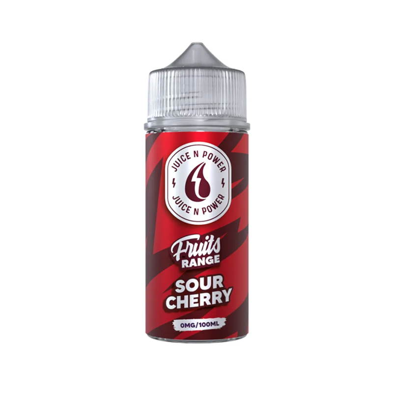 Juice N Power Sour Cherry originalflaska mot vit bakgrund