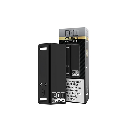 Pod Click Batteri i Svart färg framför originalförpackning