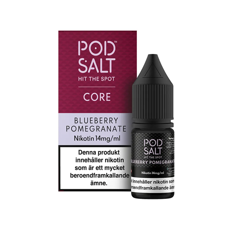 Pod Salt Blueberry Pomegranate Flaska bredvid originalförpackning