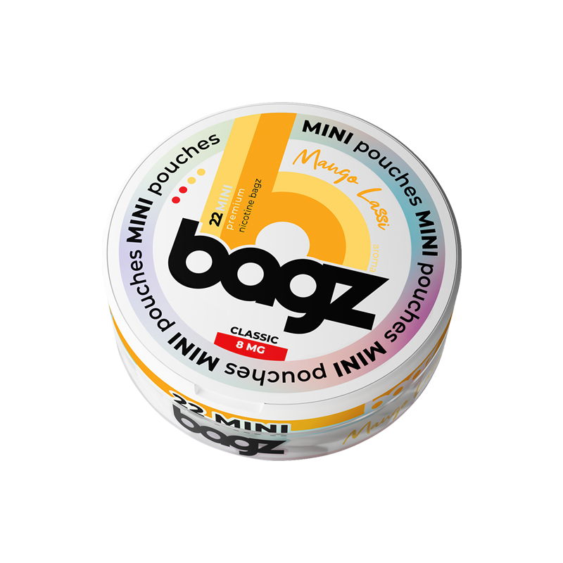 Bagz Mango Lassi Mini Classic originaldosa mot vit bakgrund