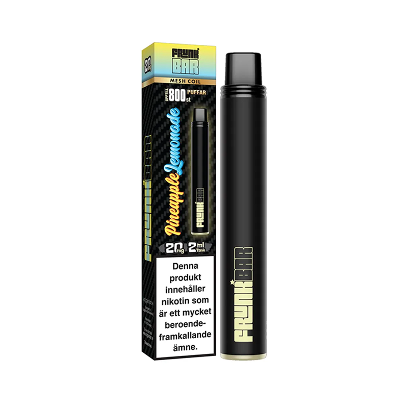 Engångsvape Frunk Bar Pineapple Lemonade bredvid originalförpackning