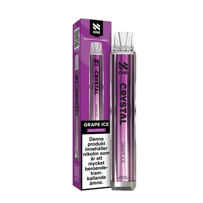N One Crystal Mesh Engångs Vape Grape Ice bredvid originalförpackning