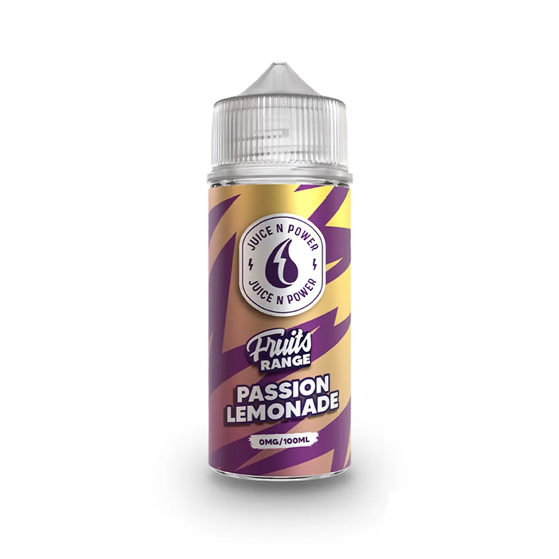Juice N Power Passion Lemonade originalflaska mot vit bakgrund