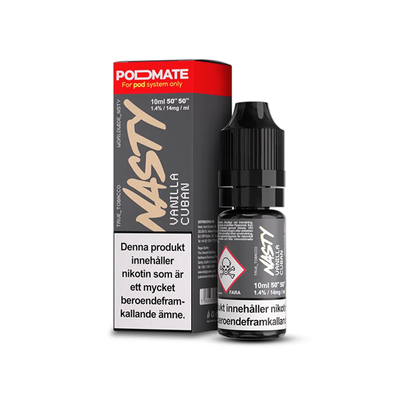 Nasty Salt Vanilla Cuban Flaska bredvid originalförpacknin