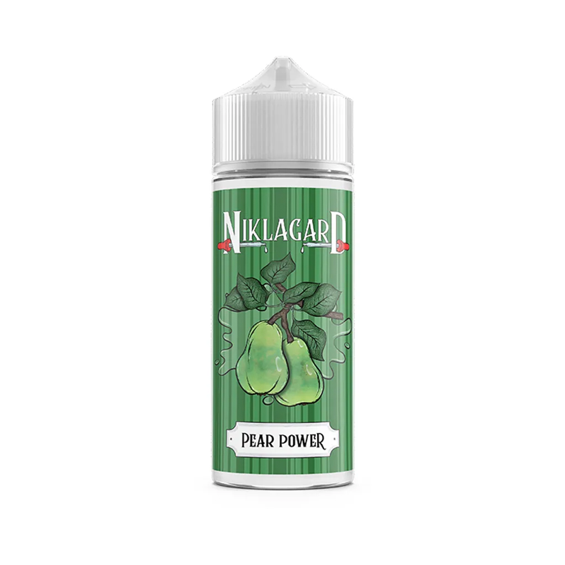 niklagard Pear Power originalflaska mot vit bakgrund