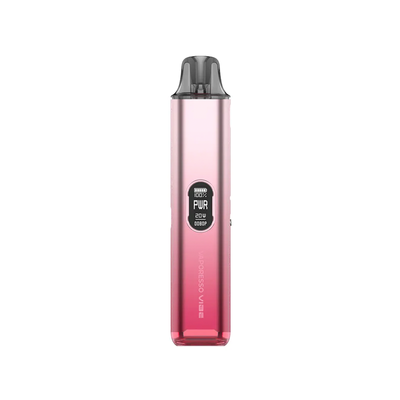 Vaporesso VIBE i färgen Cherry Pink – e-cigarett med OLED-skärm, Dual Mesh-pod och gradientdesign i röd och rosa ton.