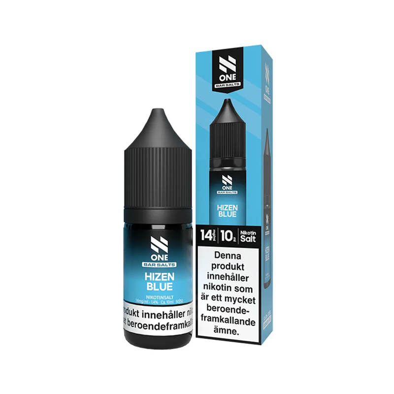 E-juice N One Bar Salts Hizen Blue 14 mg 10 ml med flaska och kartong