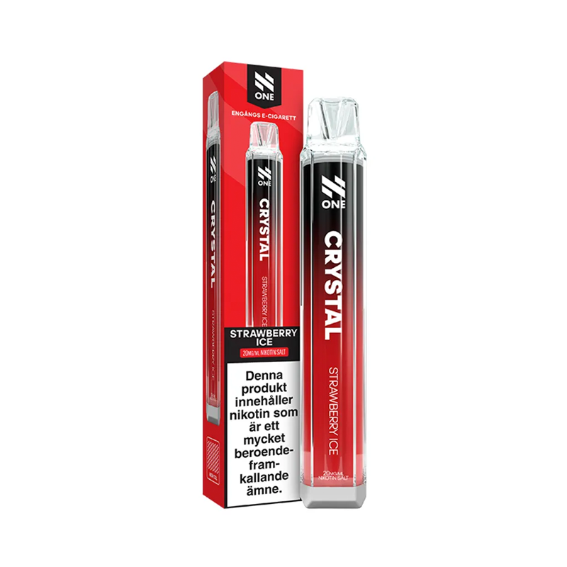 Engångsvape N One Crystal Strawberry Ice bredvid originalförpackning