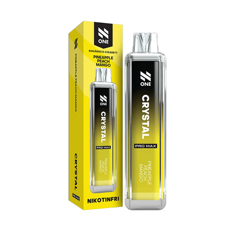 N One Crystal ZERO Engångs Vape Pineapple Peach Mango bredvid originalförpackning