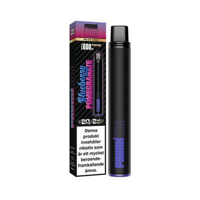 Engångsvape Frunk Bar Blueberry Pomegranate bredvid originalförpackning