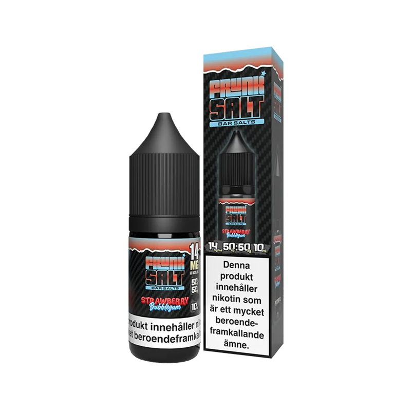 E-juice Frunk Bar Salt Strawberry Bubblegum 14 mg 10 ml med flaska och kartong