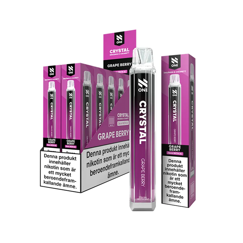 N One Crystal Mesh Grape Berry engångsvape 10-pack, förfyllda vapes med nikotin och 2 ml e-vätska.
