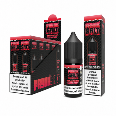 Frunk Salt Strawberry Raspberry 10-pack e-juice 14 mg, flaska och förpackning