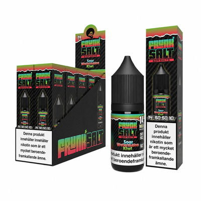 Frunk Salt Sour Watermelon Kiwi 10-pack e-juice 14 mg, flaska och förpackning