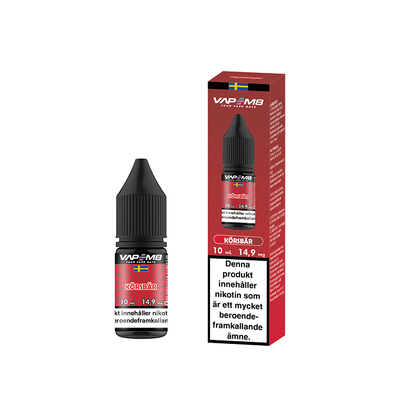 VapeM8 Salt Körsbär 10ml Nic Salt flaska bredvid originalförpackning