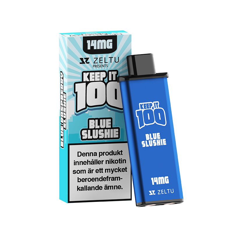 Zeltu X3 Keep It 100 Blue Slushie pod framför originalförpackning