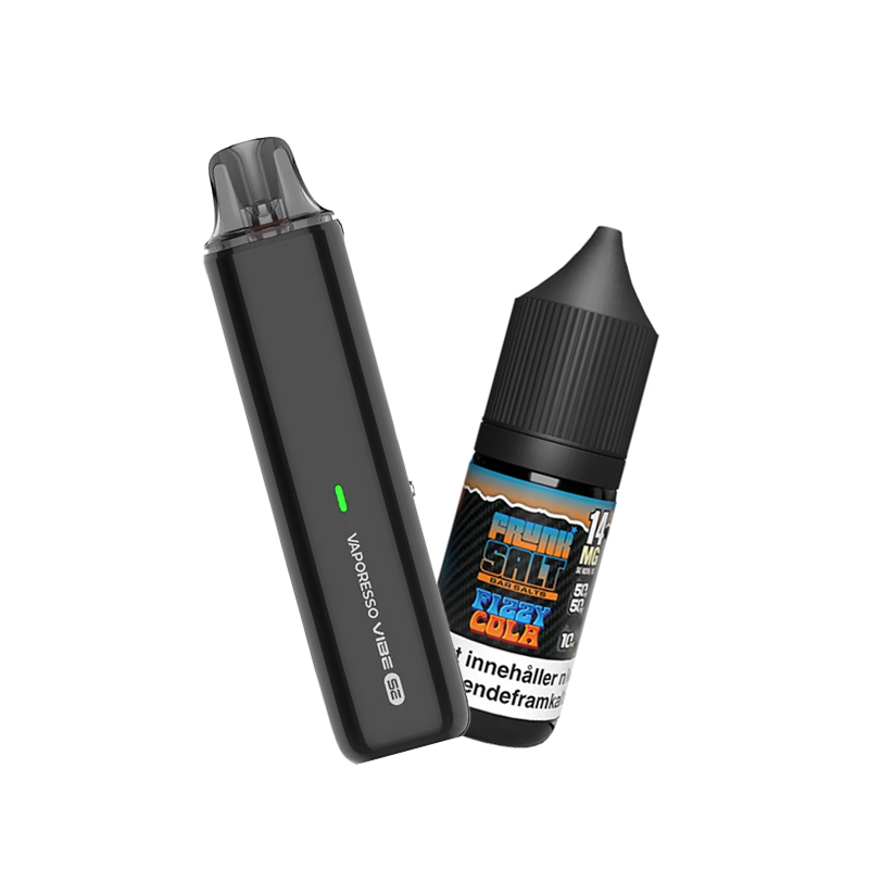 Vaporesso Vibe SE podsystem tillsammans med Frunk Salt Fizzy Cola e-juice med smak av cola