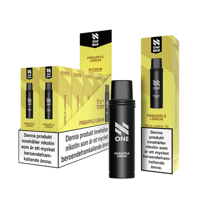 N One Mesh Pod V2 Pineapple Lemon 10-pack förfyllda vape pods, 2 ml e-vätska och 20 mg nikotin, kompatibla med N One Mesh Pod Kit V2.