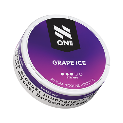 Vitt snus N One Slim Grape Ice 9 mg med dosa