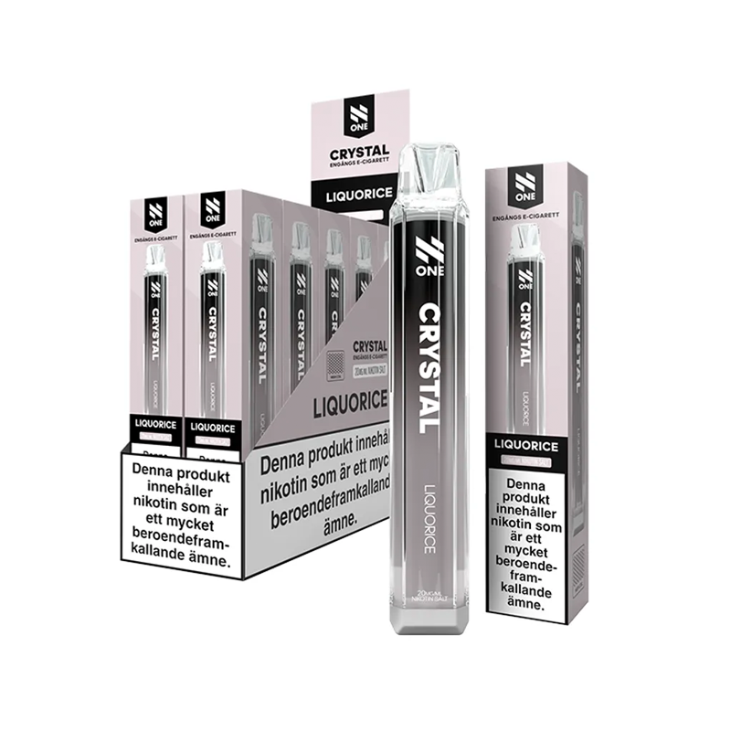 N One Crystal Mesh Liquorice engångsvape 10-pack, förfyllda vapes med nikotin och 2 ml e-vätska.