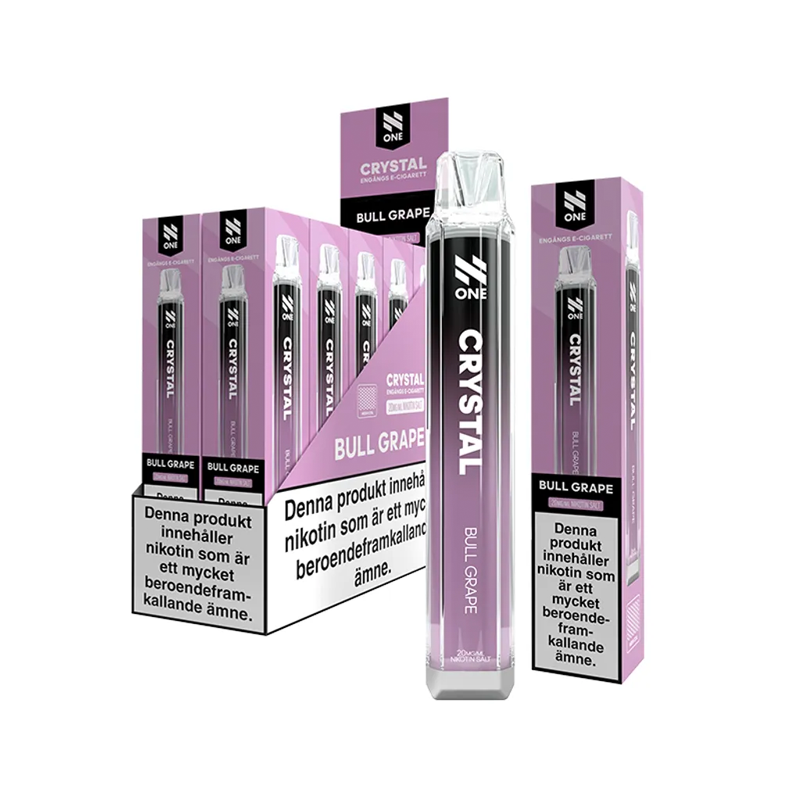 N One Crystal Mesh Bull Grape engångsvape 10-pack, förfyllda vapes med nikotin och 2 ml e-vätska.