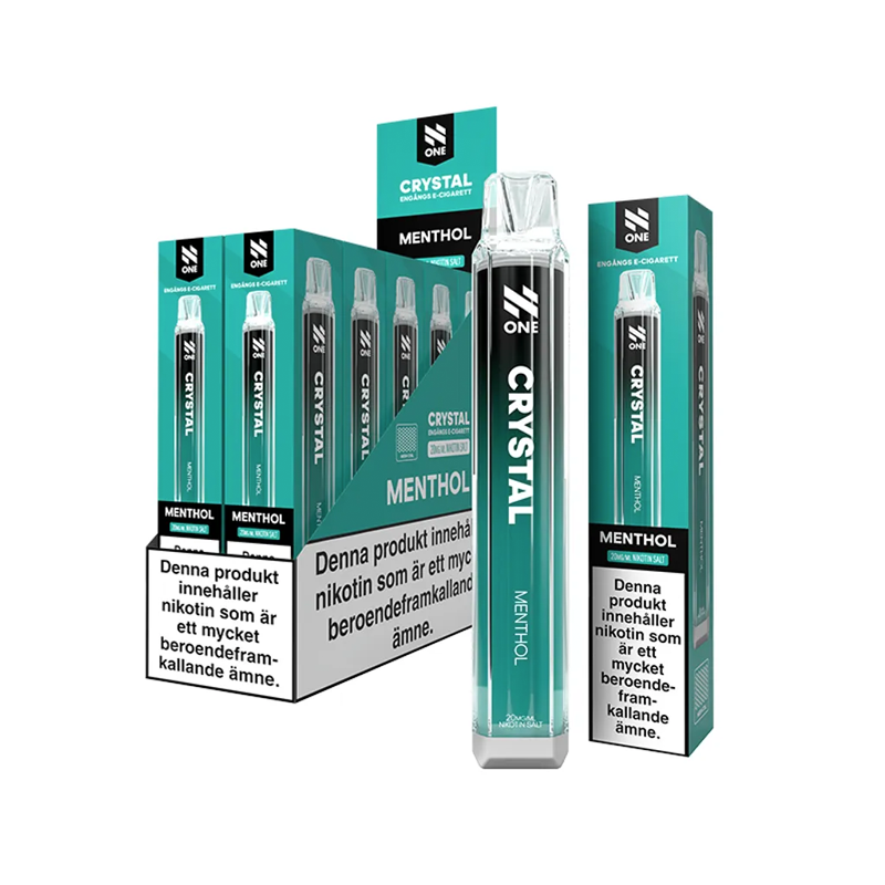 N One Crystal Mesh Menthol engångsvape 10-pack, förfyllda vapes med nikotin och 2 ml e-vätska.