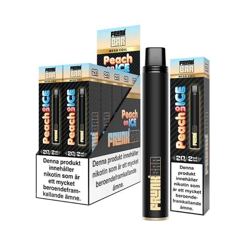 Frunk Bar Mesh Peach on Ice engångsvape 10-pack, förfyllda vapes med nikotin och 2 ml e-vätska.