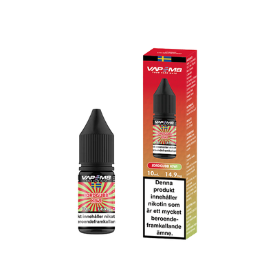VapeM8 Salt Jordgubb Kiwi 10ml Nic Salt flaska bredvid originalförpackning