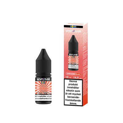 VapeM8 Salt Jordgubbsglass 10ml Nic Salt flaska bredvid originalförpackning