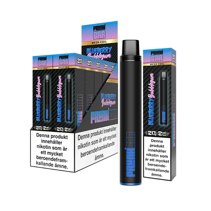Frunk Bar Mesh Blueberry Bubblegum engångsvape 10-pack, förfyllda vapes med nikotin och 2 ml e-vätska.