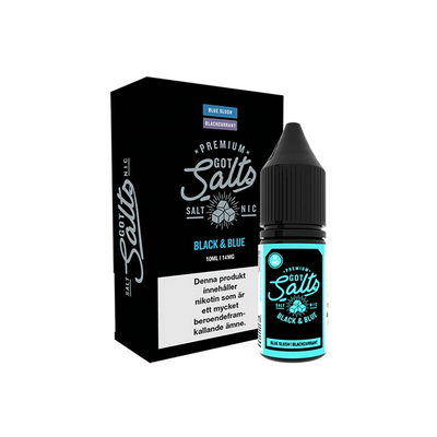 Got Salts Black & Blue flaska bredvid originalförpackning