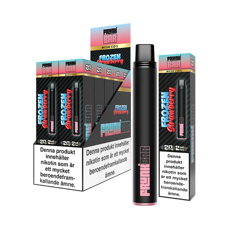 Frunk Bar Mesh Frozen Strawberry engångsvape 10-pack, förfyllda vapes med nikotin och 2 ml e-vätska.