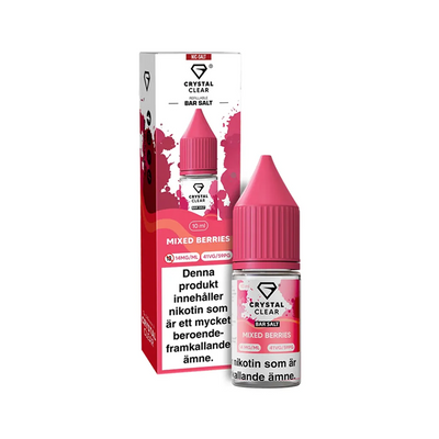 Crystal Clear Mixed Berries flaska bredvid originalförpackning