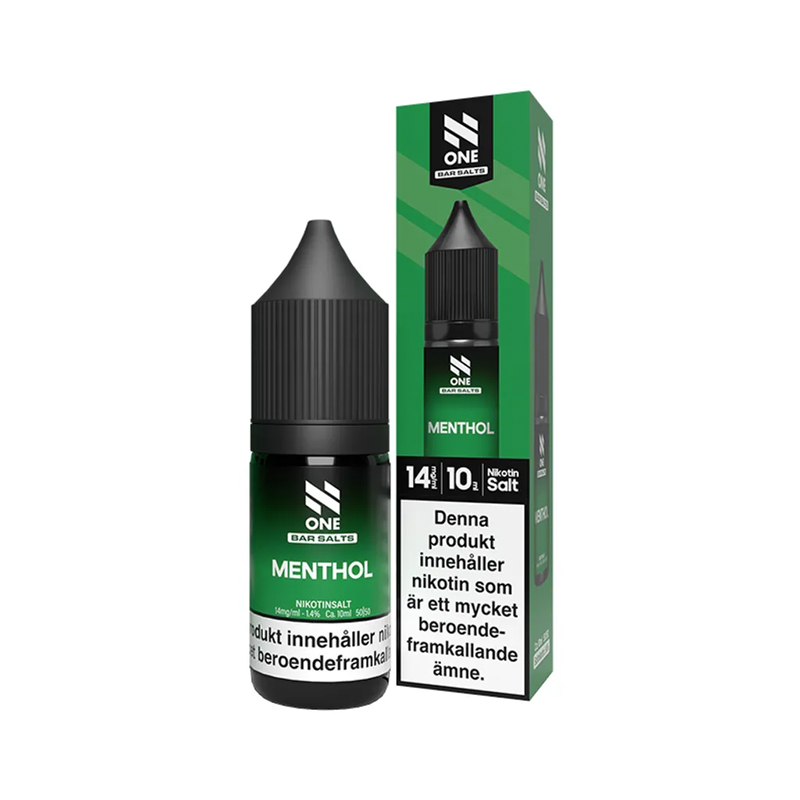 E-juice N One Bar Salts Menthol 14 mg 10 ml med flaska och kartong