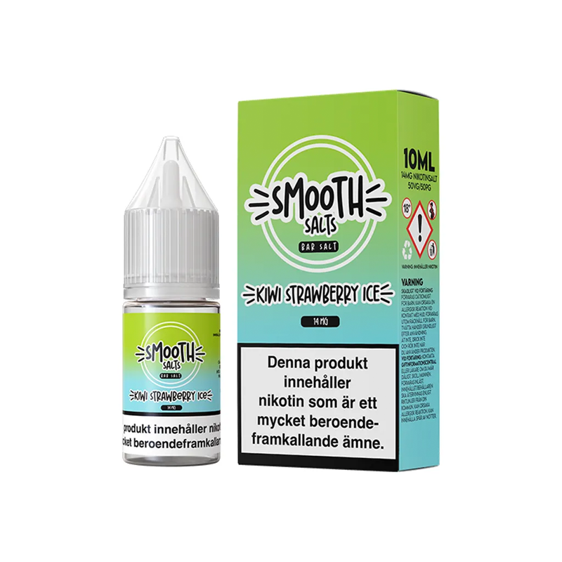 Smooth Salts Kiwi Strawberry Ice Flaska bredvid originalförpackning