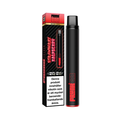 Engångsvape Frunk Bar Strawberry Raspberry bredvid originalförpackning