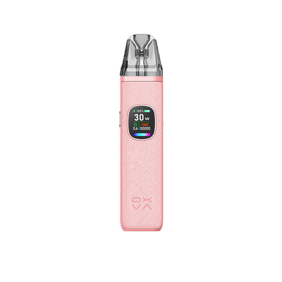 OXVA Xlim PRO 2 i färgen Coral Pink – e-cigarett med display, transparent pod och stilren rosa läderimitation