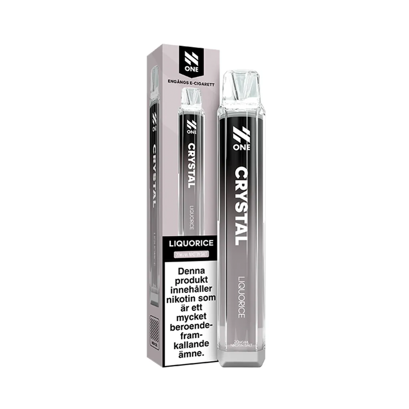 Engångsvape N One Crystal Liquorice bredvid originalförpackning