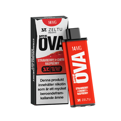 Zeltu X3 Move OVA Strawberry Cherry Raspberry pod framför originalförpackning