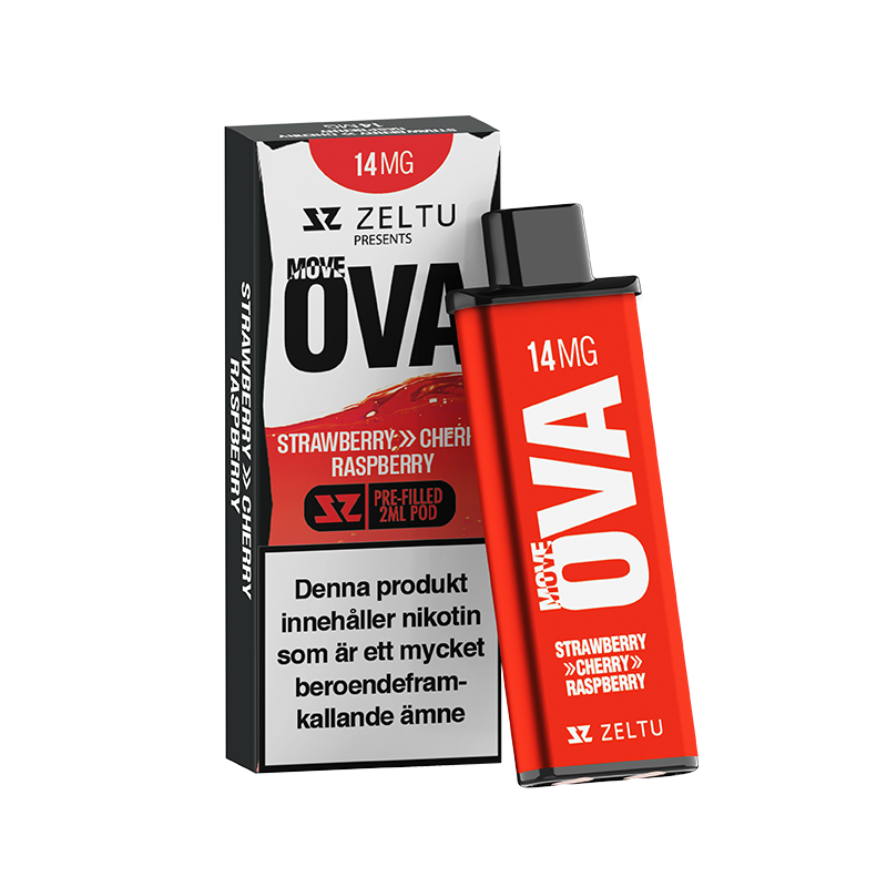 Zeltu X3 Move OVA Strawberry Cherry Raspberry pod framför originalförpackning