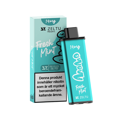 Zeltu X3 Momo Fresh Mint pod framför originalförpackning