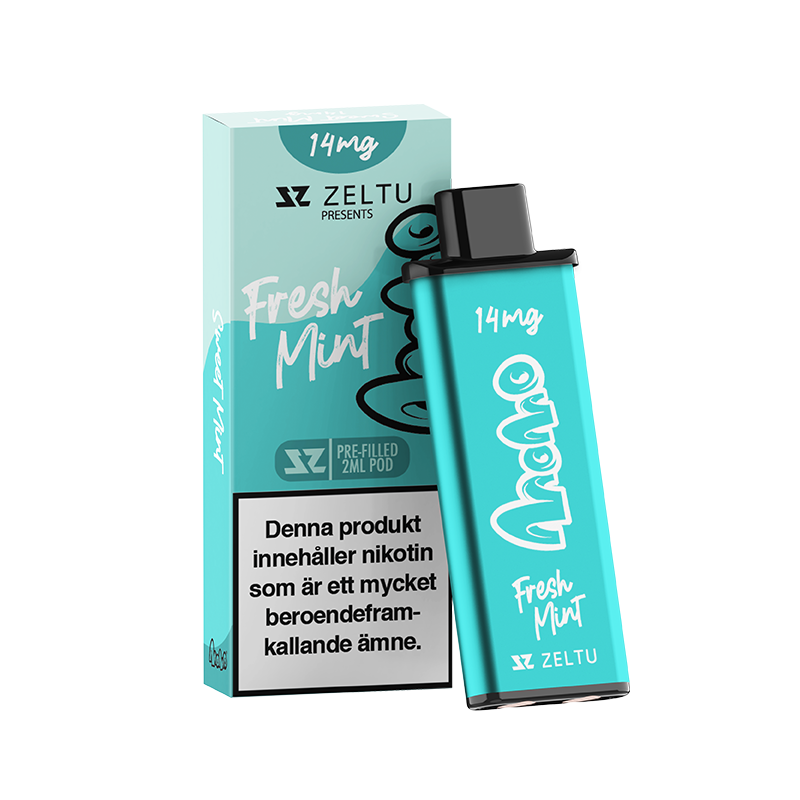 Zeltu X3 Momo Fresh Mint pod framför originalförpackning
