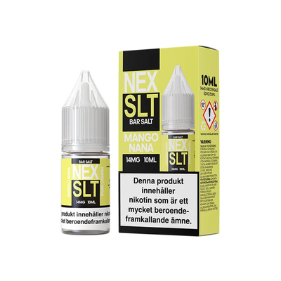 NEX SLT Mango Nana originalflaska till vänster om originalförpackning mot vit bakgrund